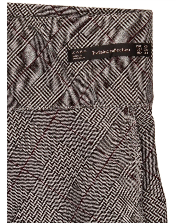 Fustă mini cu talie înaltă pentru femei Zara XS W26 carouri gri