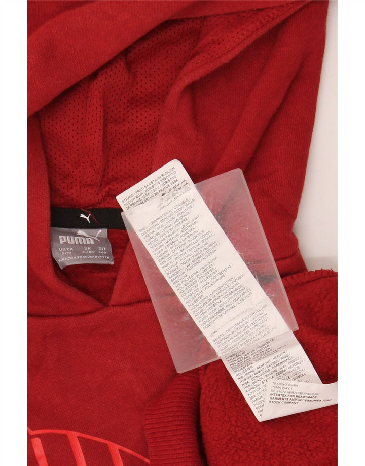 Pulover cu glugă grafic PUMA pentru băieți, 9-10 ani, bumbac roșu