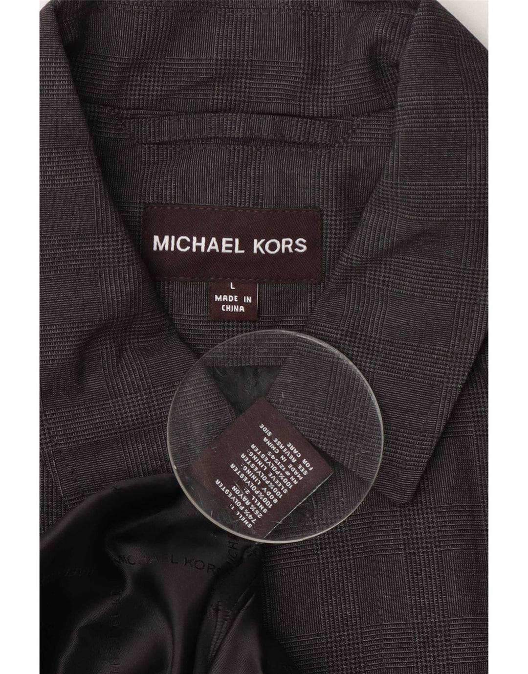 Michael Kors Pardesiu pentru bărbați UK 40 Large, Gri Check Poliester
