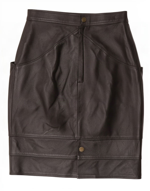 Fusta din piele vintage pentru femei cu talie înaltă IT 40 Small W24 Negru