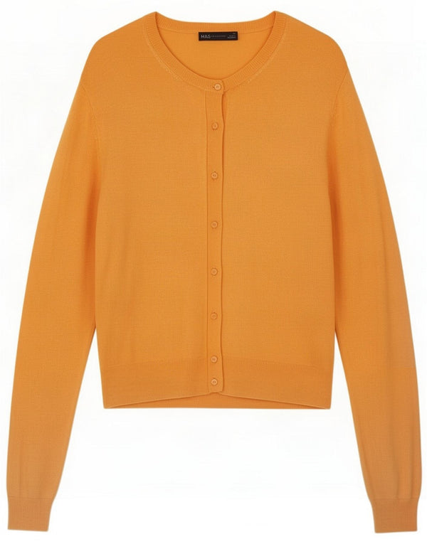Marks & Spencer Pulover Cardigan pentru femei UK 14 Large Orange Viscose Classic