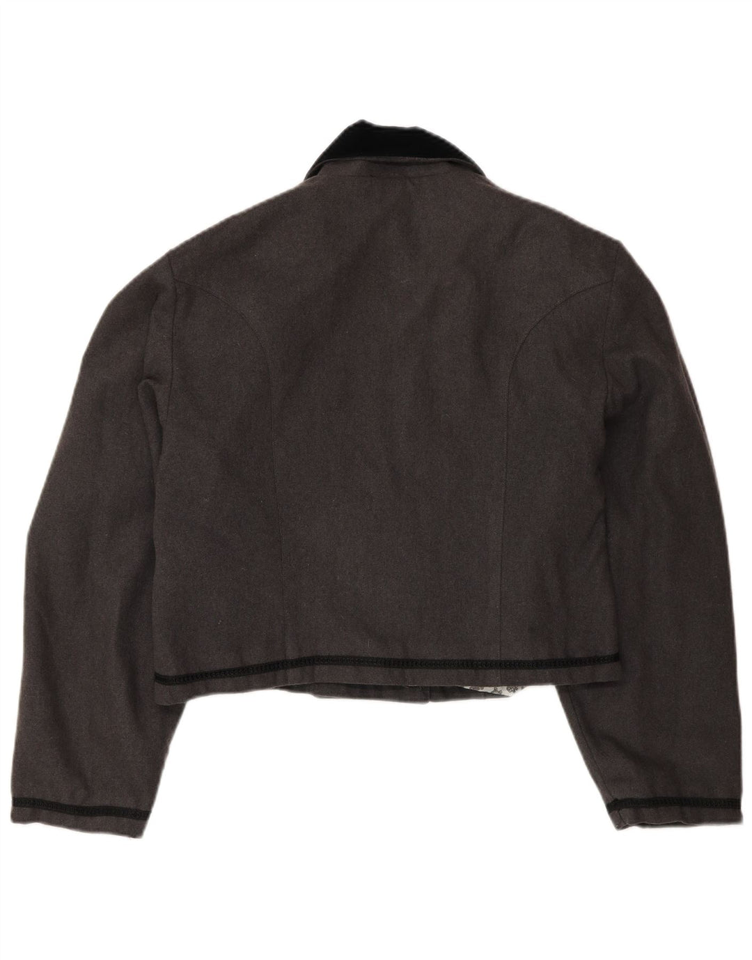 Jachetă vintage pentru femei crop blazer UK 14 Medium Gri Colorblock