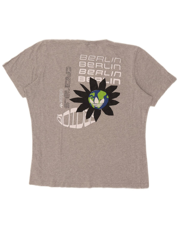 Adidas Mens Graphic T-Shirt Top Large Grey Cotton