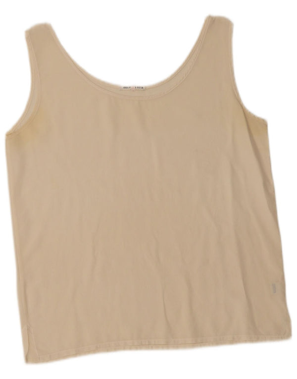 Top cu vestă vintage pentru femei UK 14 Medium Beige Mătase