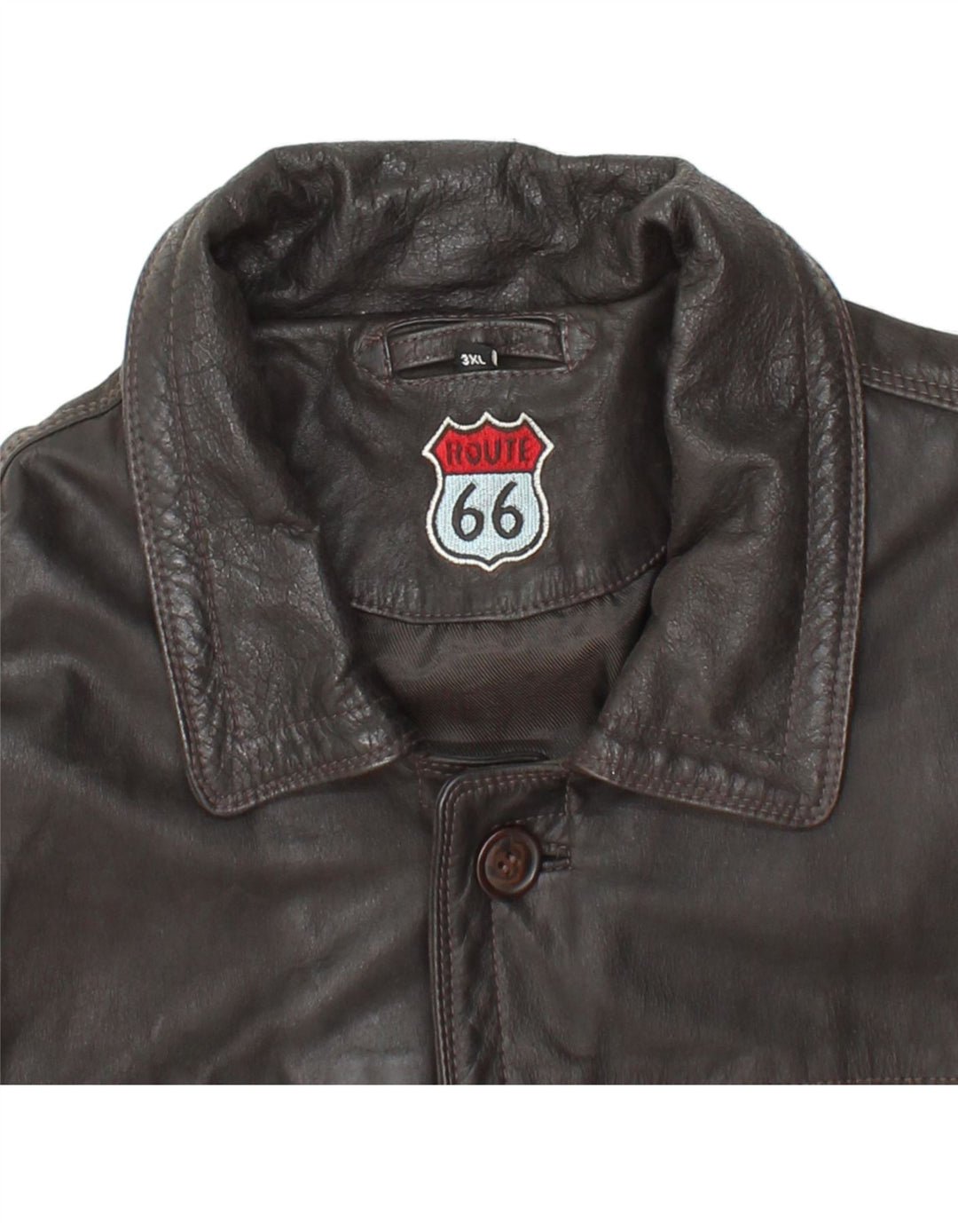 ROUTE 66 Palton din piele pentru bărbați UK 46 3XL Piele neagră