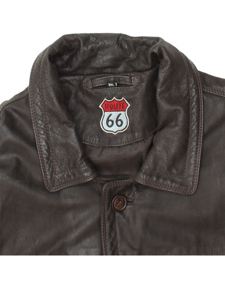 ROUTE 66 Palton din piele pentru bărbați UK 46 3XL Piele neagră