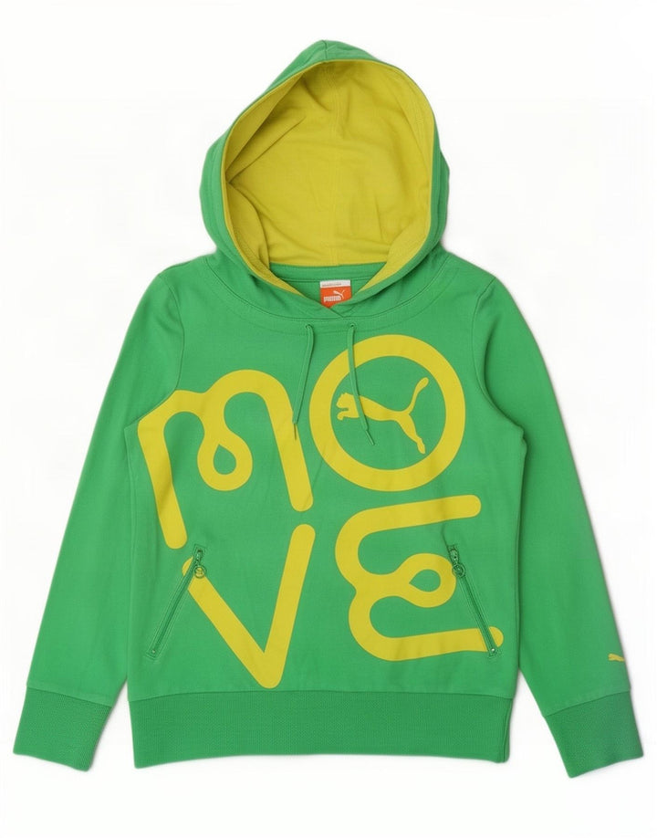 Pulover cu capota cu grafic Puma pentru femei UK 12, verde mediu