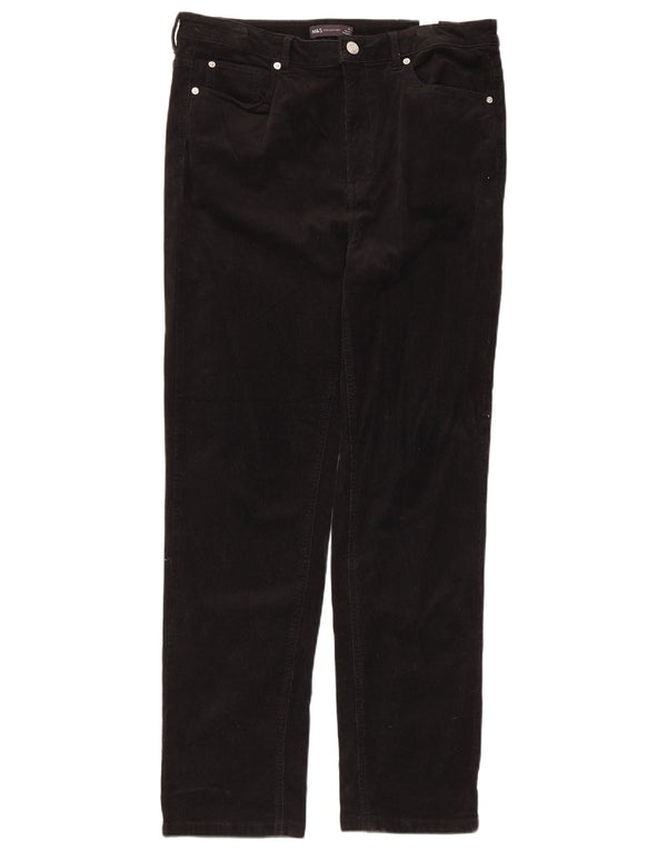 Pantaloni drepti din velur pentru femei Marks & Spencer UK 16 Large W36 L30 Black