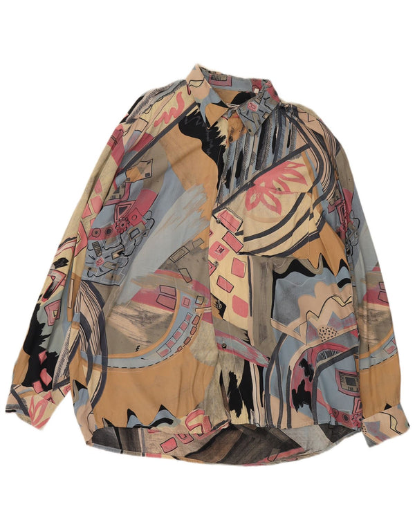 Cămașă vintage pentru bărbați supradimensionată cu model abstract, mare, retro, multicoloră