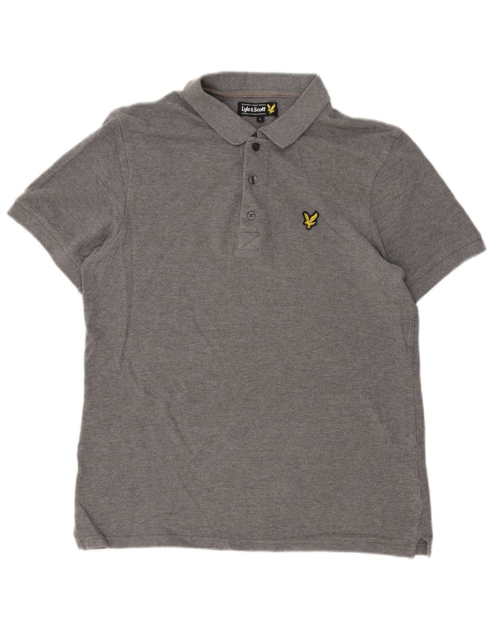 Tricou polo pentru bărbați Lyle & Scott, bumbac gri mare