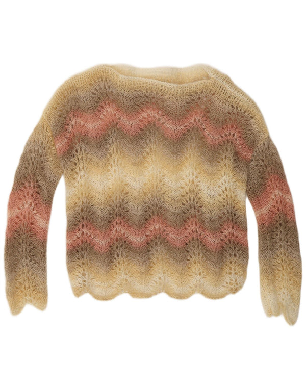 Pulover VINTAGE pentru femei cu gât de barcă UK 14 Medium, multicolore, cu dungi