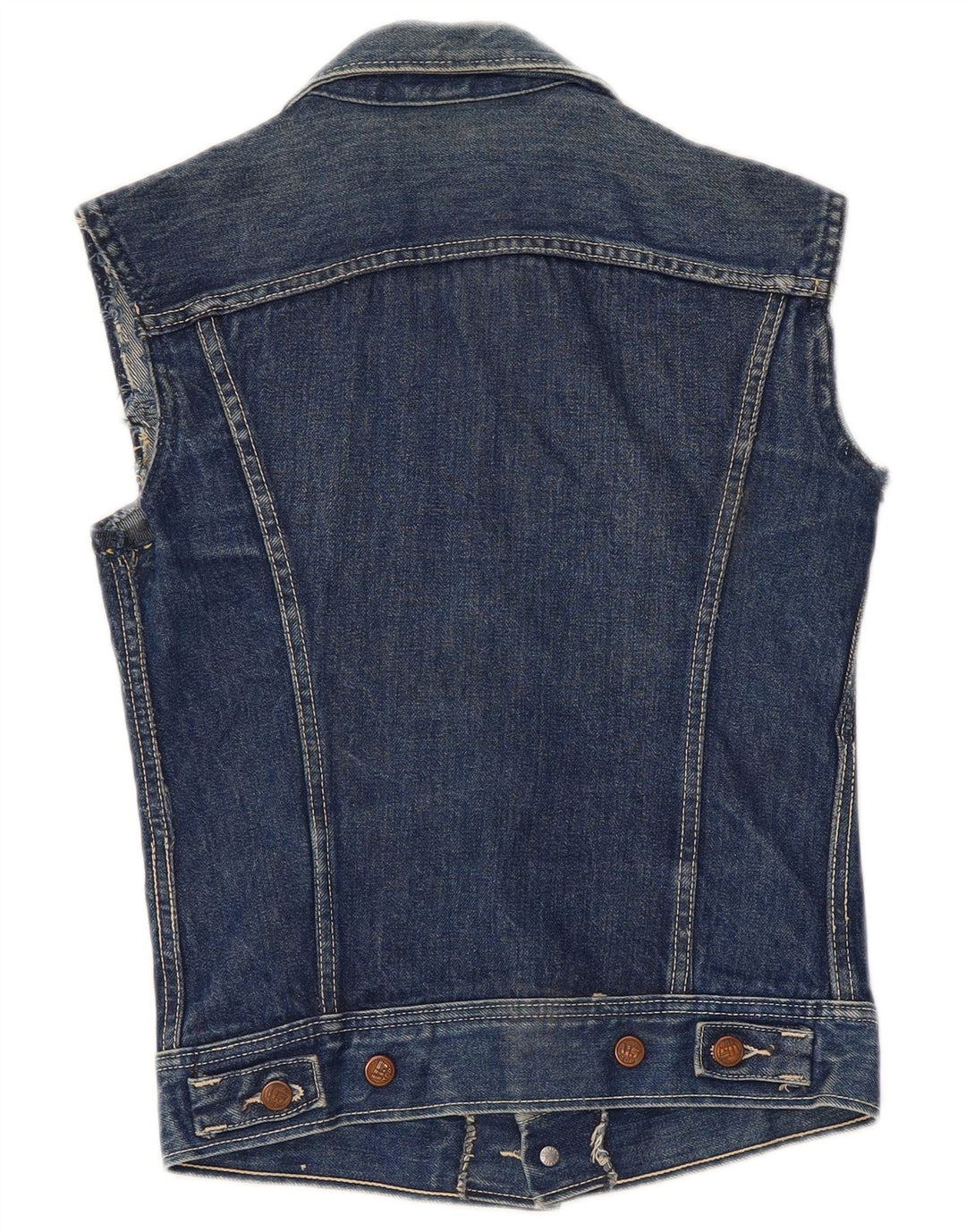 Gilet de denim vintage pentru femei UK 8 Small Blue Bumbac