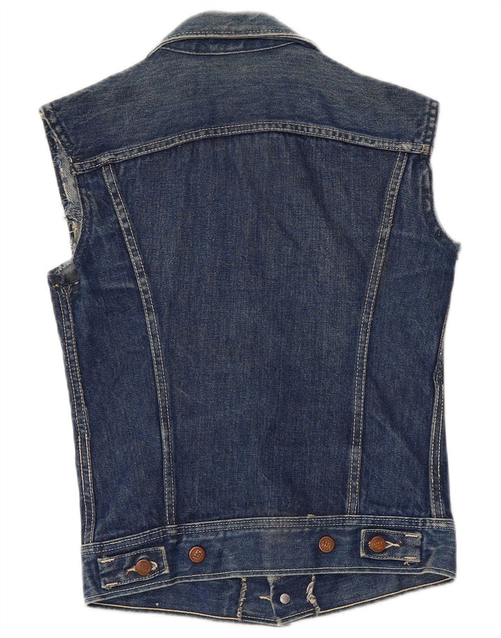 Gilet de denim vintage pentru femei UK 8 Small Blue Bumbac