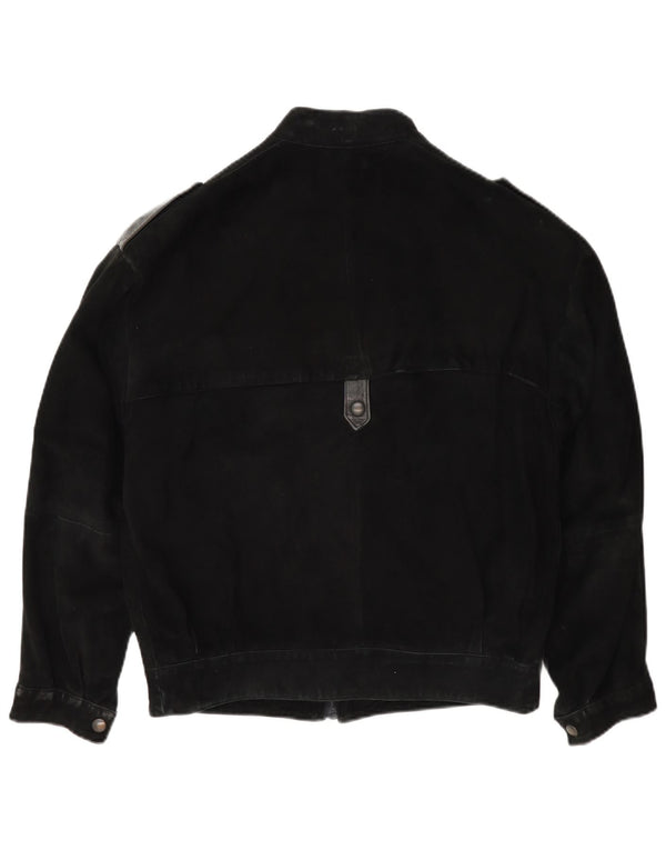 Jachetă de bombardier militară din piele intoarsa pentru barbati vintage IT 46 Small Black