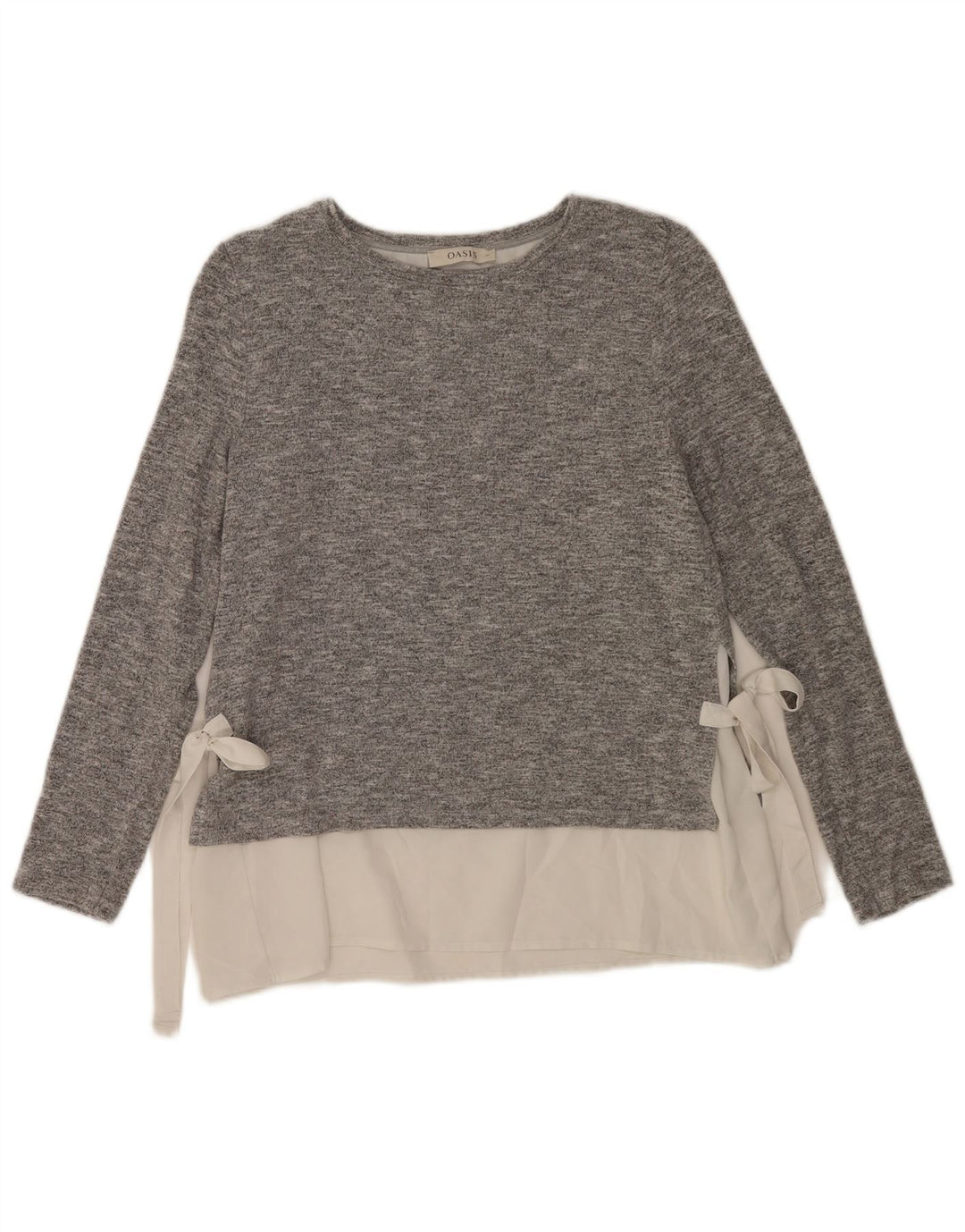 Oasis Top pentru femei cu mânecă lungă UK 12 Medium Grey Flecked Viscose