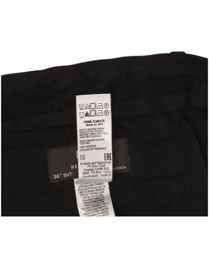 Pantaloni chino pentru bărbați Marks & Spencer, cu ajustare normală, L36 L29, poliester bleumarin