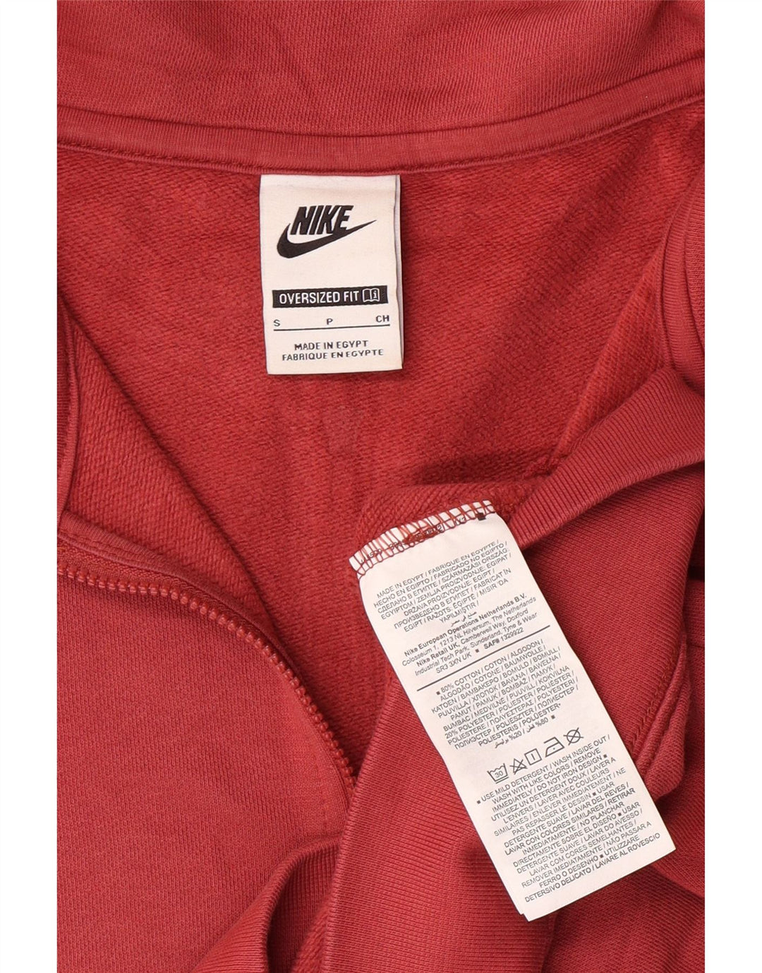 Pulover NIKE pentru femei, supradimensionat, cu grafic, cu fermoar, cu gât, UK 10, roz mic