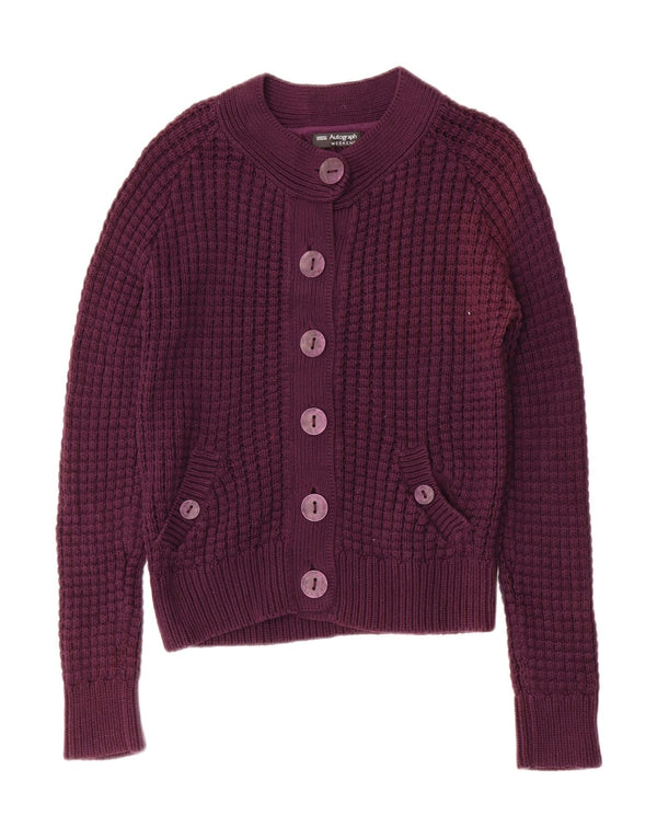 Pulover cardigan cu autograf pentru femei Marks & Spencer UK 14 mare, mov, bumbac