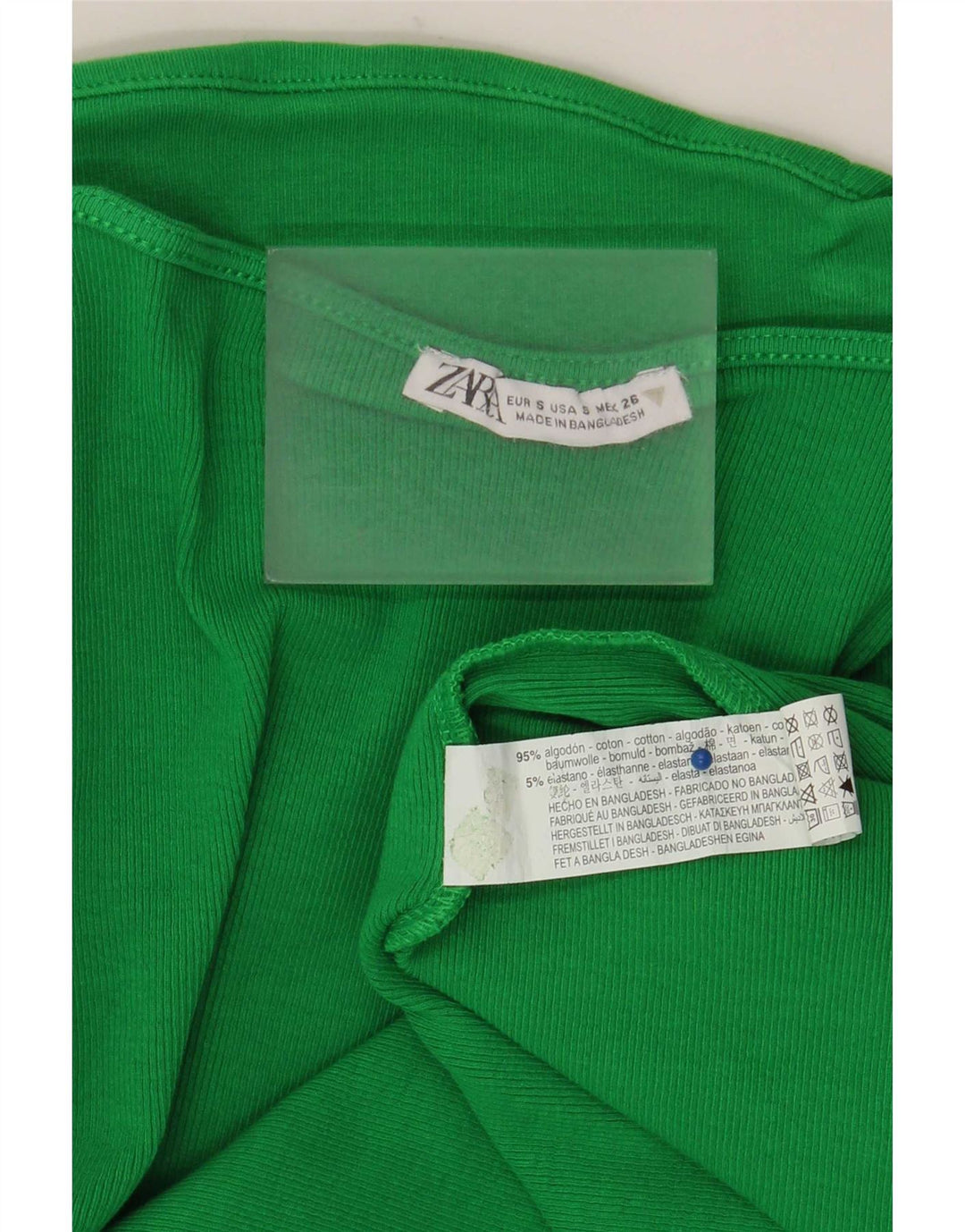 Rochie fără bretele pentru femei Zara UK 8, bumbac verde mic