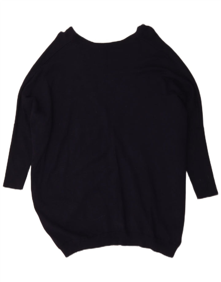 Pulover cu decolteu în V supradimensionat pentru femei Zara UK 14 Medium Bleumarin