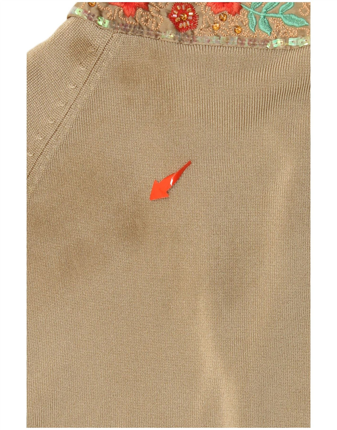 KAREN MILLEN Pulover cardigan cu mâneci 3/4 pentru femei UK 10 mic, bej, viscoză