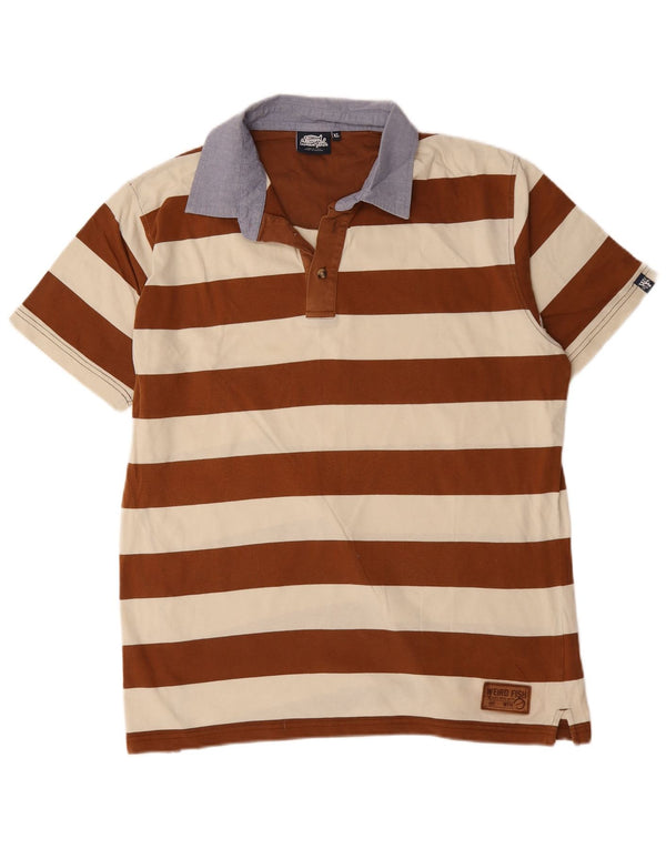 Tricou polo Rugby pentru bărbați Weird Fish XL, bumbac cu dungi maro