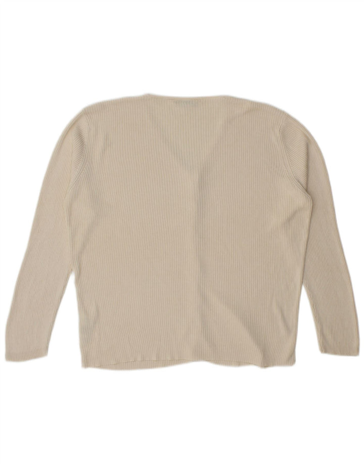 Pulover oversize pentru femei Marks & Spencer UK 18 XL din mătase alb