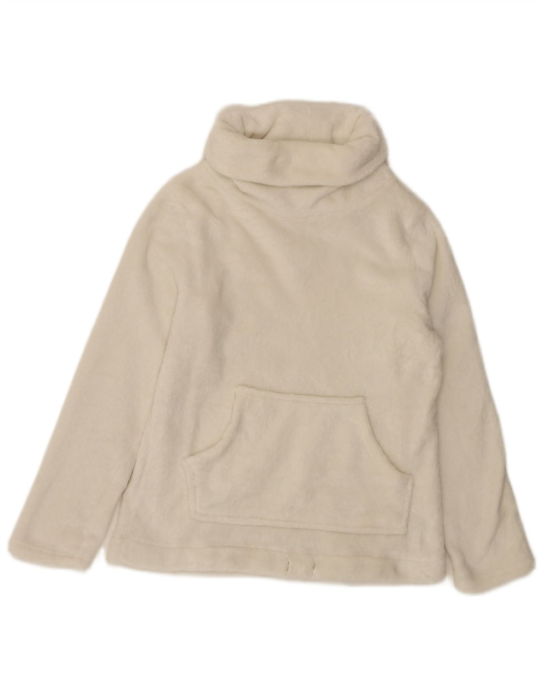 FAT FACE Womens Roll Neck Fleece Jumper UK 10 Small White Polyester