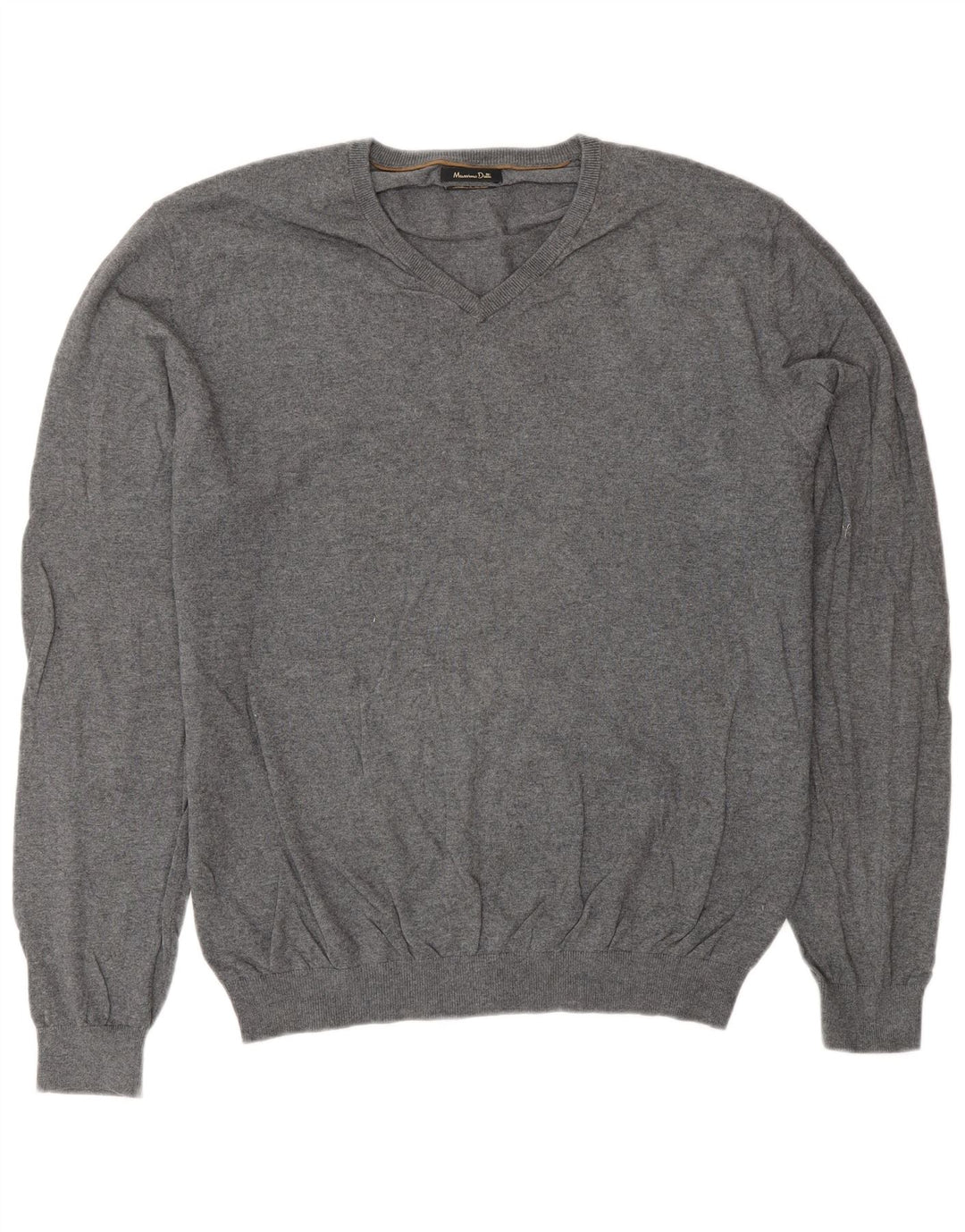 Massimo Dutti Pulover cu decolteu în V pentru bărbați, XL, bumbac gri