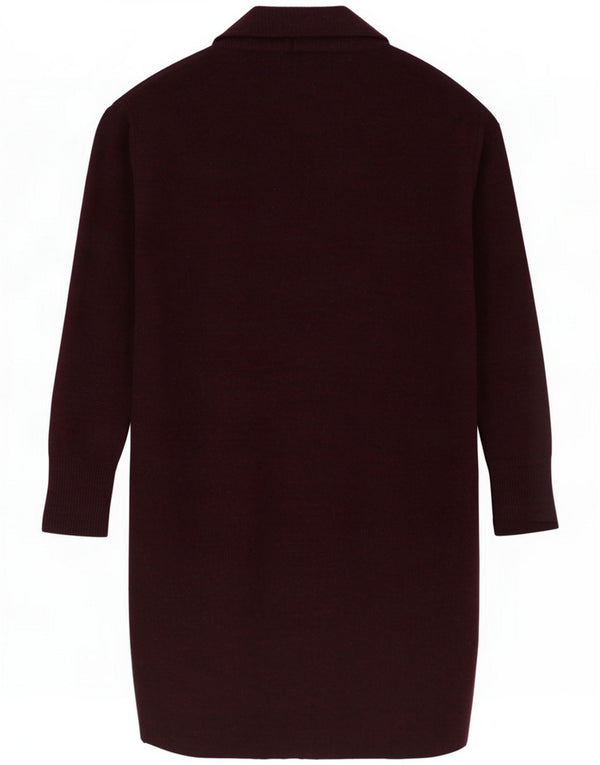 Jigsaw Pulover cardigan deschis cu lungă pentru femei UK 10 Small Burgundy Viscose