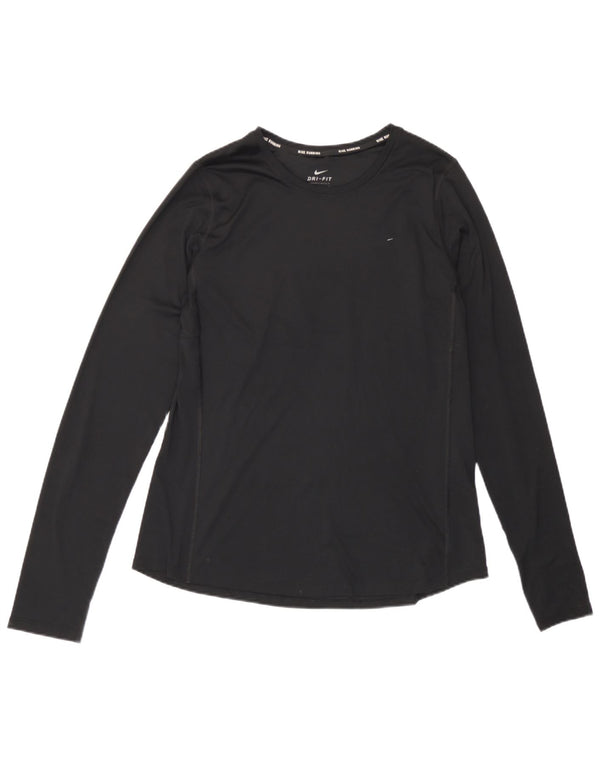 Nike Dri Fit Top cu mânecă lungă pentru femei UK 14 Poliester negru mare