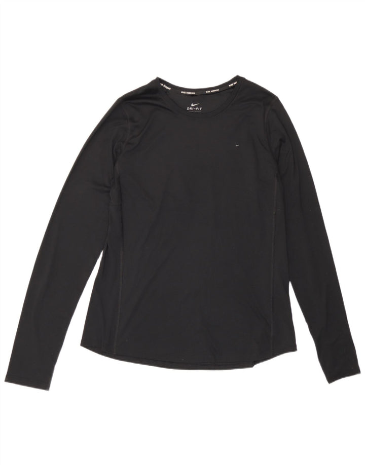Nike Dri Fit Top cu mânecă lungă pentru femei UK 14 Poliester negru mare