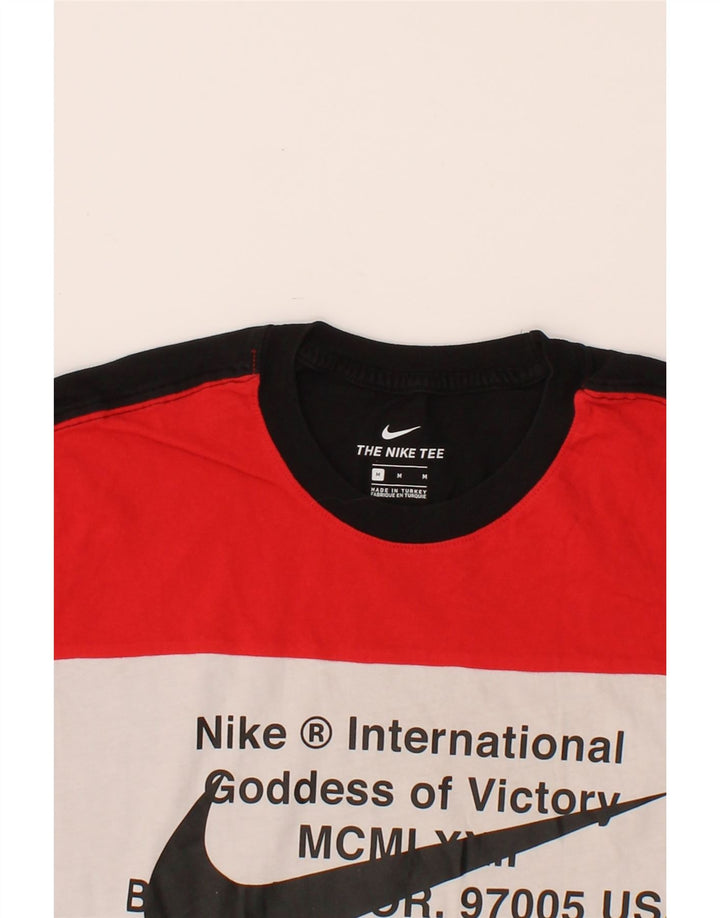 Tricou grafic pentru bărbați NIKE Top mediu negru din bumbac color bloc
