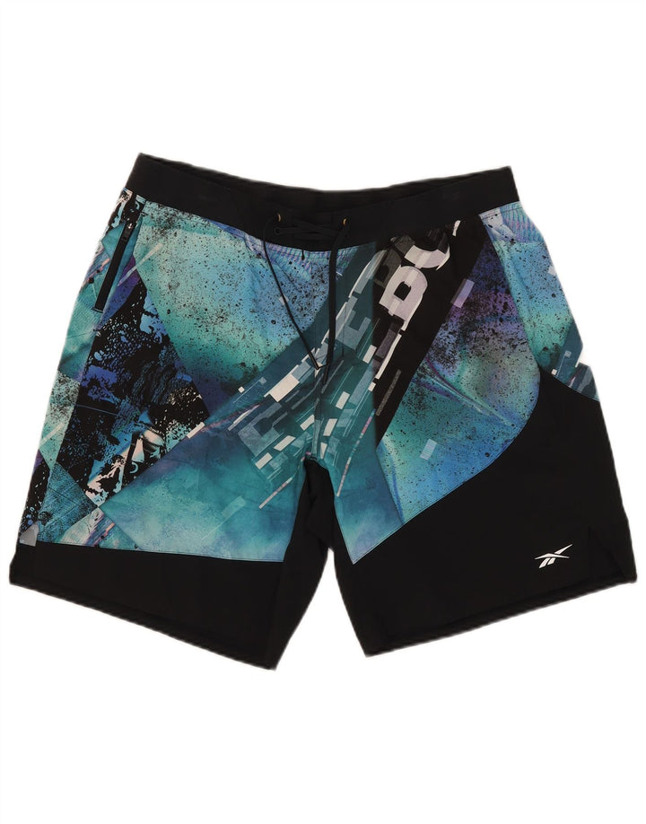 Pantaloni scurți de înot grafic Reebok pentru bărbați, mari, albastru, poliester color bloc