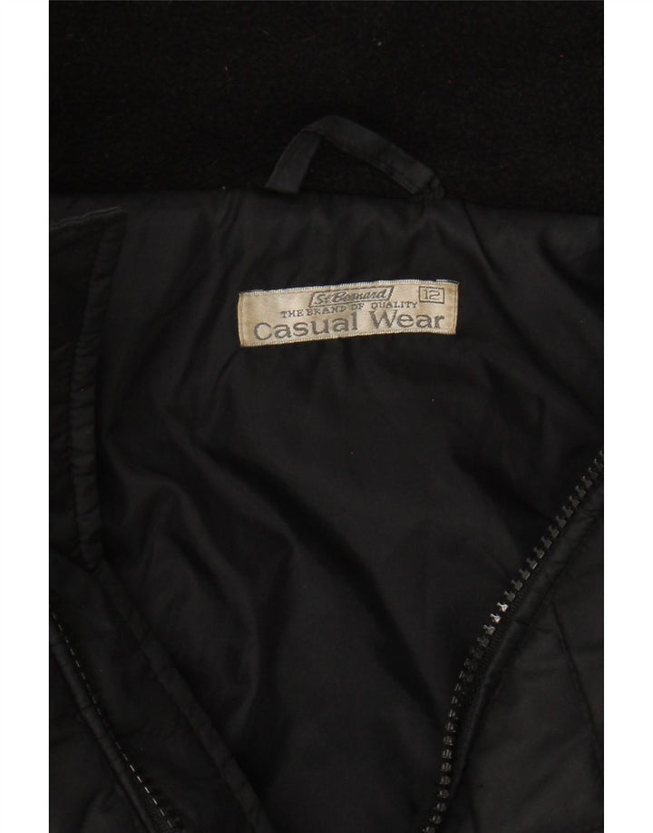 ST. BERNARD Womens Padded Jacket UK 12 Medium Black Nylon Vintage St. Bernard and Second-Hand St. Bernard from Messina Hembry 