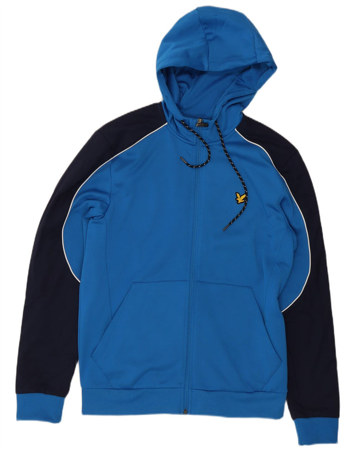 Pulover Lyle & Scott pentru bărbați, cu fermoar, albastru mediu, poliester color bloc