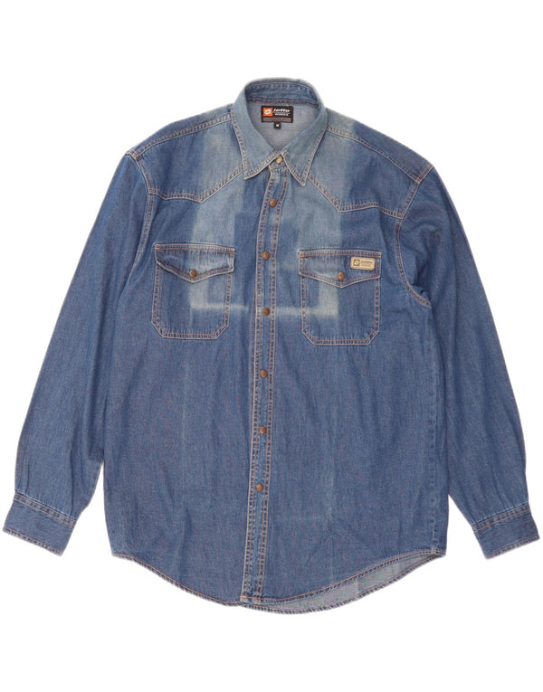 Cămașă din denim Lotto pentru bărbați, din bumbac albastru mediu