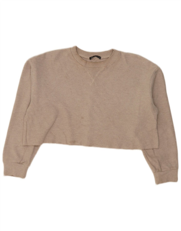 Pulover supradimensionat pentru femei Zara UK 16, mare, bej, poliester