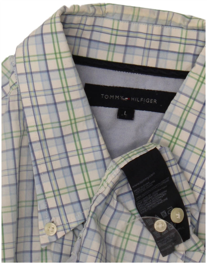 Cămașă cu mânecă scurtă pentru bărbați TOMMY HILFIGER, bumbac cu carouri albastre mari
