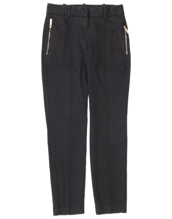Pantaloni casual subțiri pentru femei cu talie înaltă Zara Mici L26 L26 Bumbac negru
