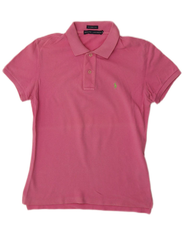 Tricou polo RALPH LAUREN pentru femei, UK 12, bumbac roz mediu