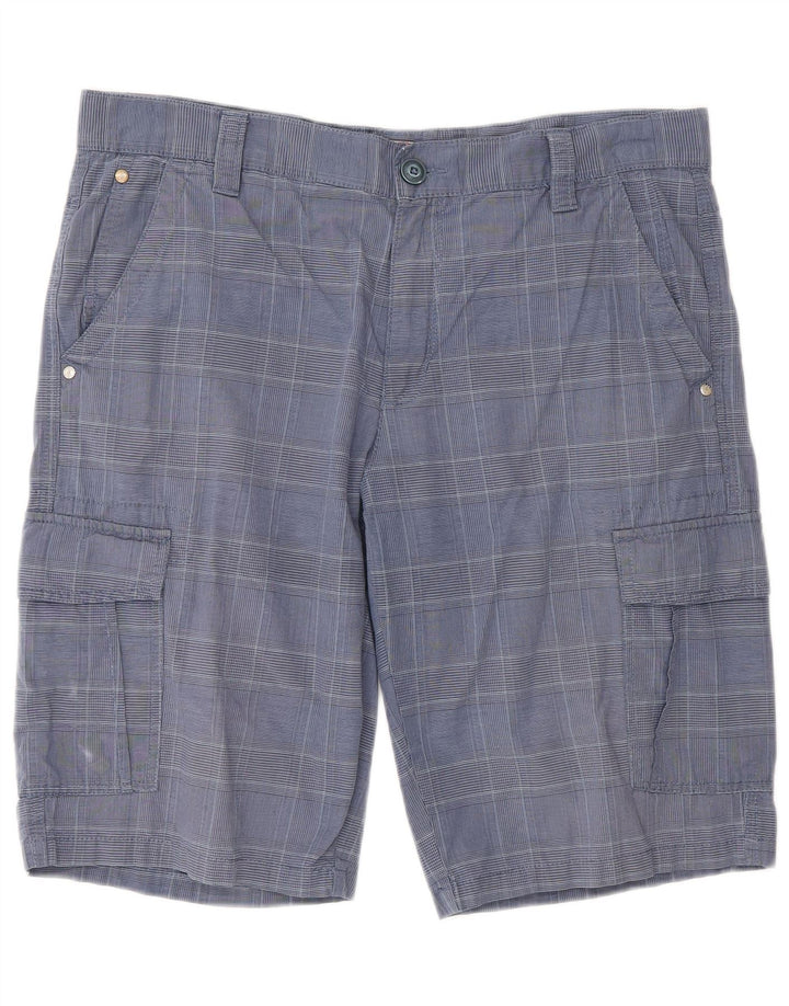 Pantaloni scurți cargo pentru bărbați Blue Side IT 52 XL W36 Blue Check Bumbac