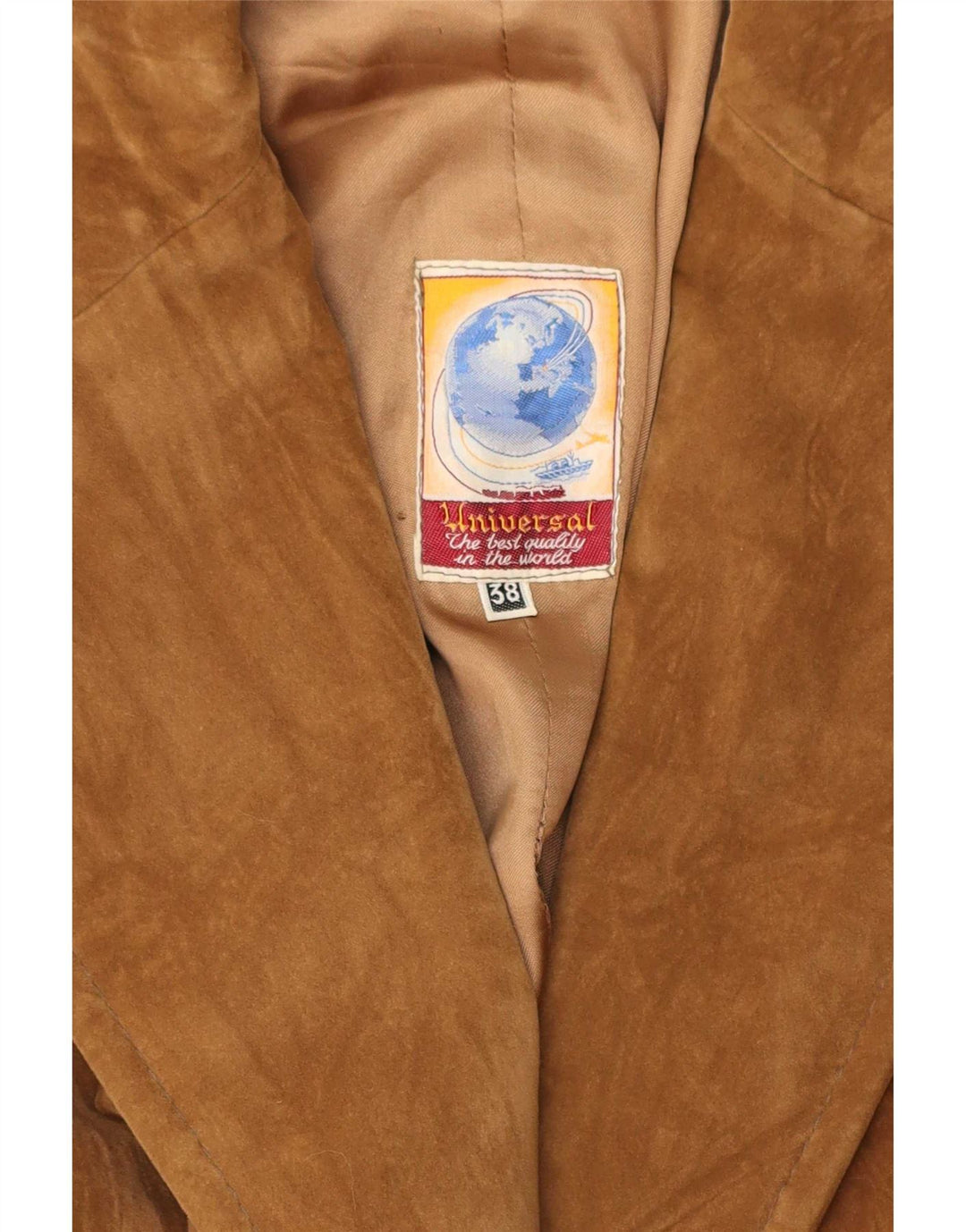 Blazer Vintage pentru femei cu 2 nasturi din piele intoarsa EU 38 Maro Mediu