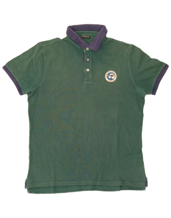 Tricou polo Napapijri Geographic Rugby pentru bărbați XL, bumbac color bloc verde