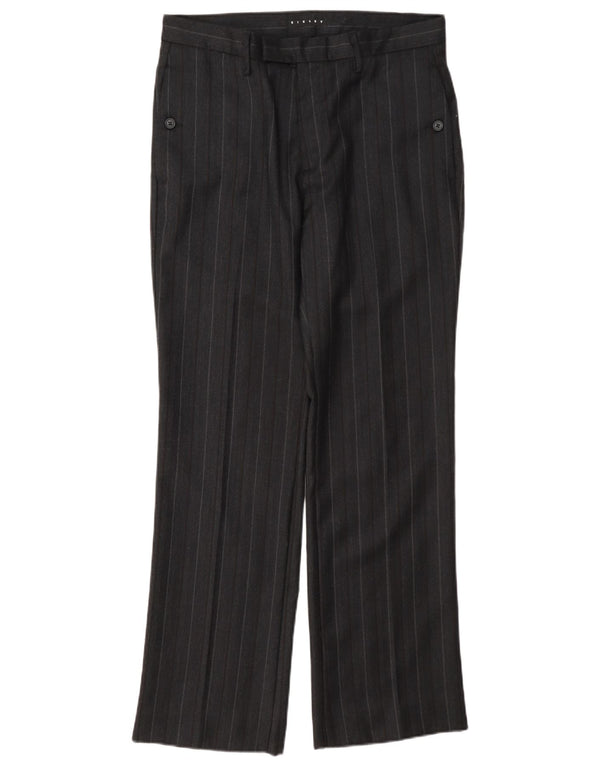 Pantaloni drepti pentru femei Sisley IT 48 XL W36 L31 Lână neagră cu dungi