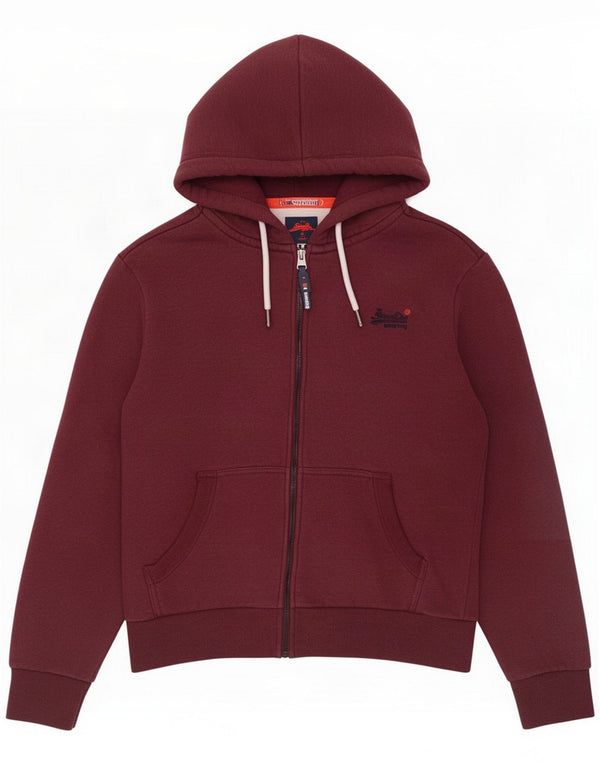 Superdry Pulover cu capota cu fermoar pentru femei UK 18 XL Bumbac burgundy