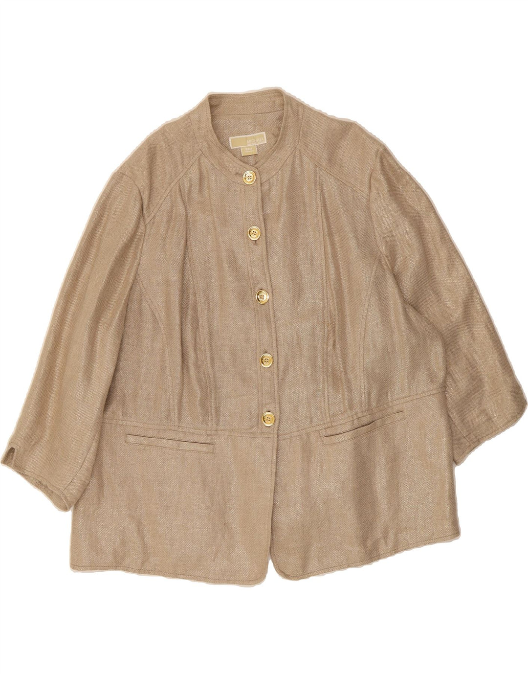 MICHAEL KORS Womens 5 Button Blazer Jacket US 20 3XL Gold Linen Vintage Michael Kors and Second-Hand Michael Kors from Messina Hembry 
