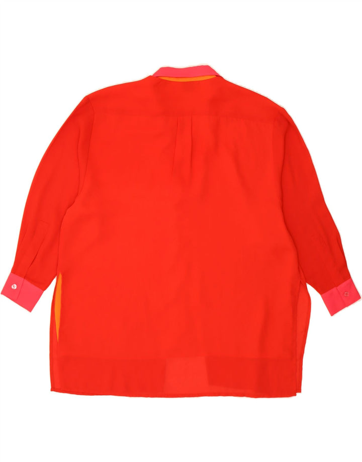 BENETTON Womens Shirt Blouse UK 16 Large Red Colourblock Polyester Vintage Benetton and Second-Hand Benetton from Messina Hembry 
