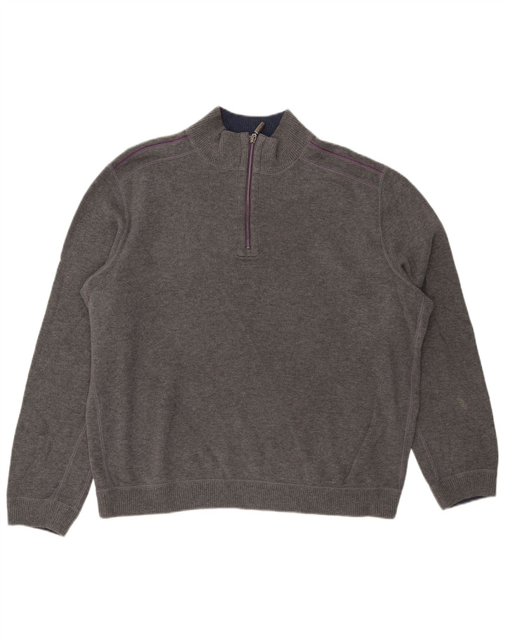 TOMMY BAHAMA Pulover pentru bărbați, cu fermoar, cu gât, XL, gri