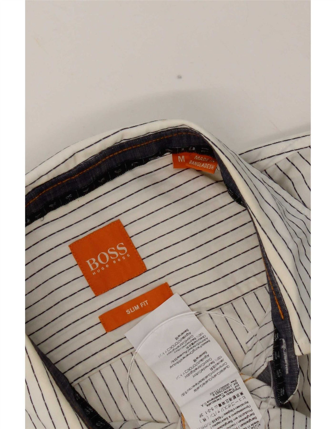 Cămașă pentru femei Hugo Boss Slim Fit, bumbac alb mediu cu dungi